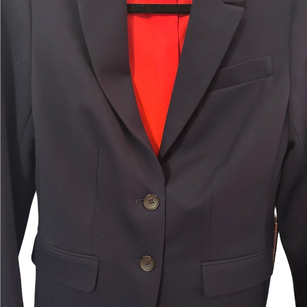 NWOT Boden Womens Navy Blue PONTE Knit Red Lining Blazer Jacket Size 6